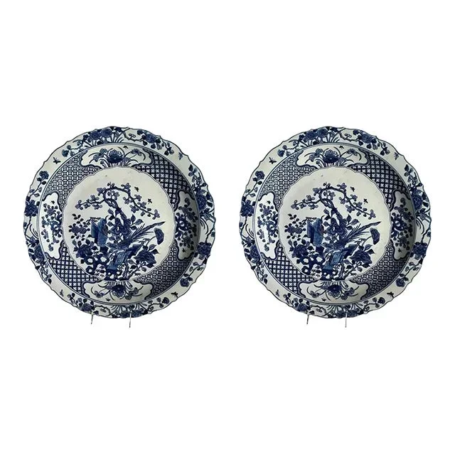 Blue and White Chinese Chargers – A Pair
