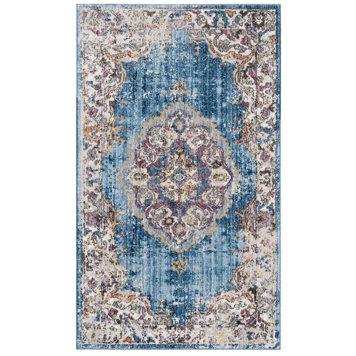 Blue Light Grey Geometric Power Loomed Rug 3×5 Poly Polyester Pile – Safavieh