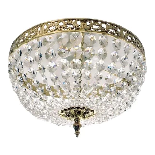 Brass Bathroom Plafond Chandelier With Octagon Crystals