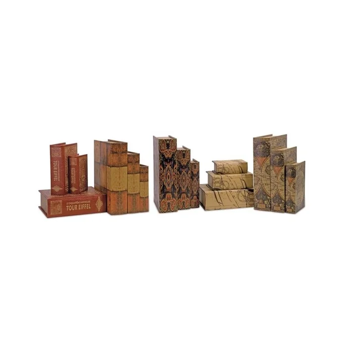 Brown Finish Lidded Book Boxes Set of 15 – IMAX