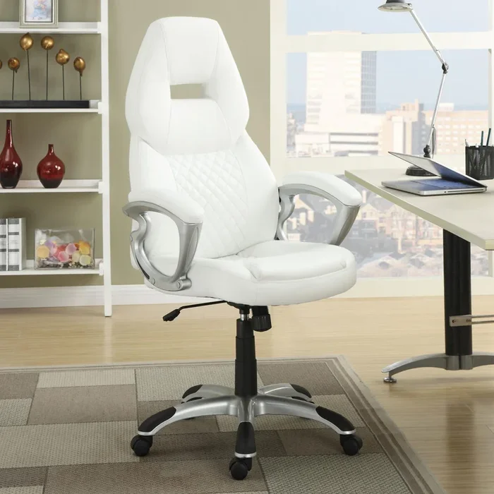 Bruce White/Silver Adjustable Height Office Chair