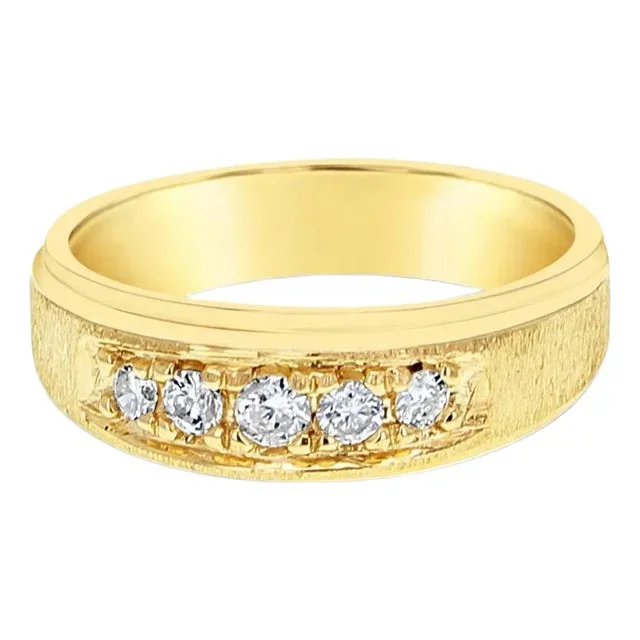 Brushed Matte Finish Diamond Wedding Band European Shank, Size 10