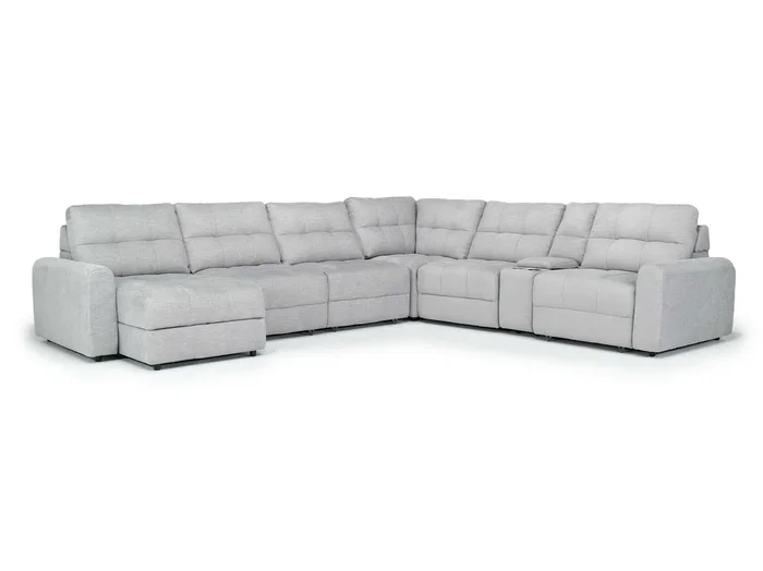 Bryce 7 Piece Power Slider Storage Sofa Chaise Sectional in Savannah Coin, Left Facing