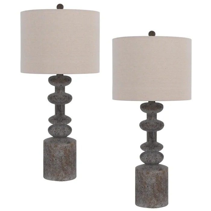 Cal Lighting 31″ Height Pebble Resin Table Lamp Set