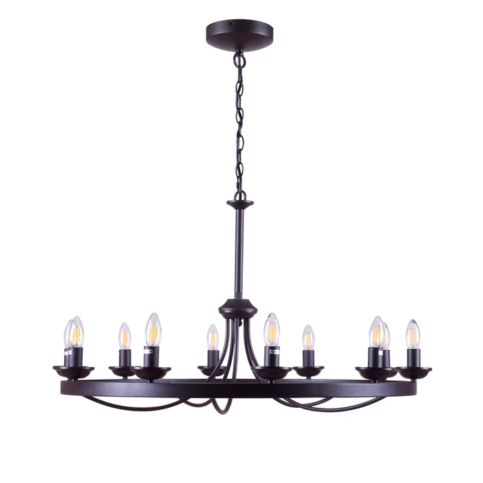 Canyon Home Erica 10-Light Candle Style Wagon Wheel Chandelier