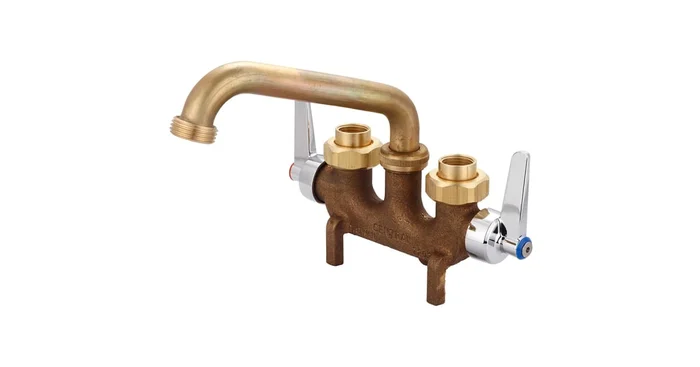 Central Brass Two Handle Laundry Faucet with Straddle Legs, 6″ Tube Spout and Lever Handles with Hot / Cold Indexes