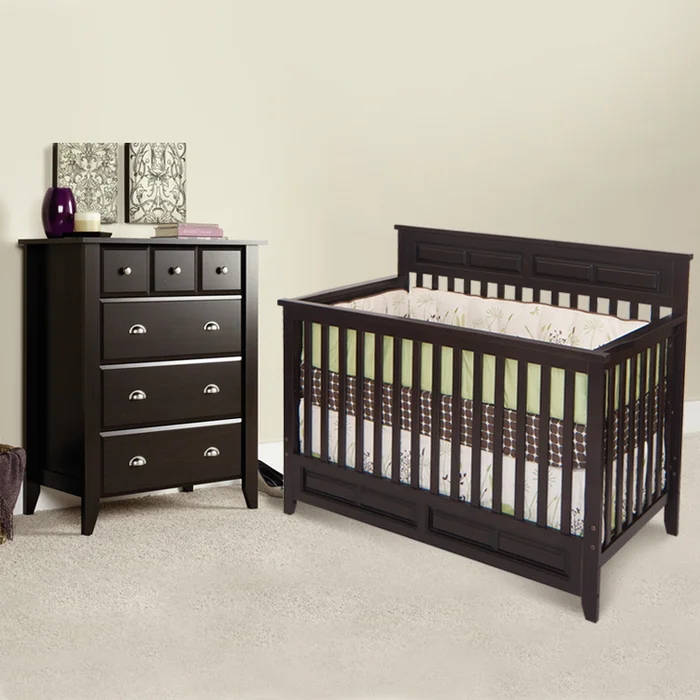 Child Craft 2 Piece Nursery Set – Shoal Creek Lifetime Convertible Crib and 4 Drawer Dresser in Jamocha