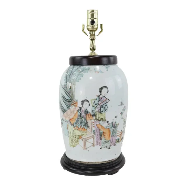 Chinese Famille Rose Figures Porcelain Table Lamp