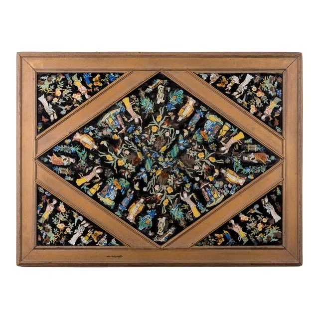 Chinoiserie Eglomise Glass Panel, 19th Century