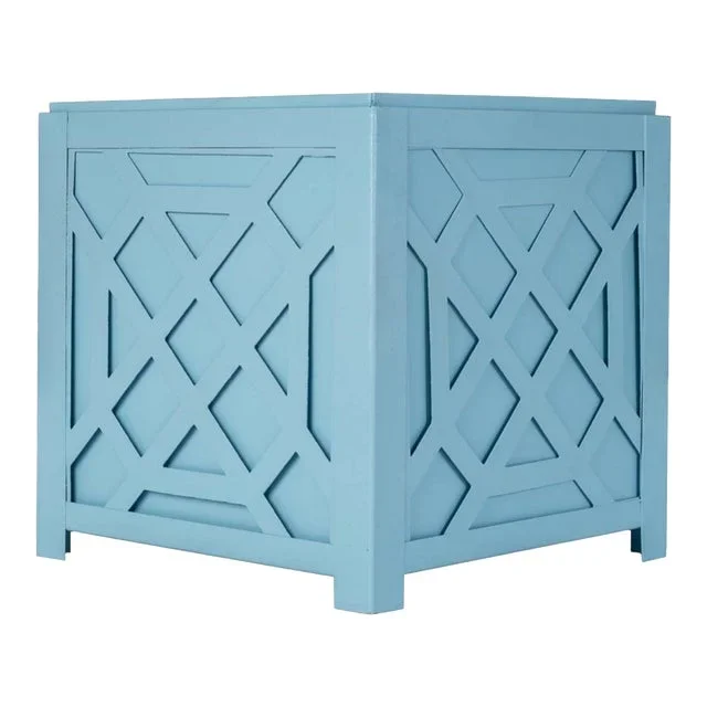 Chippendale Planter with Removable Liner in Soft Blue, Small