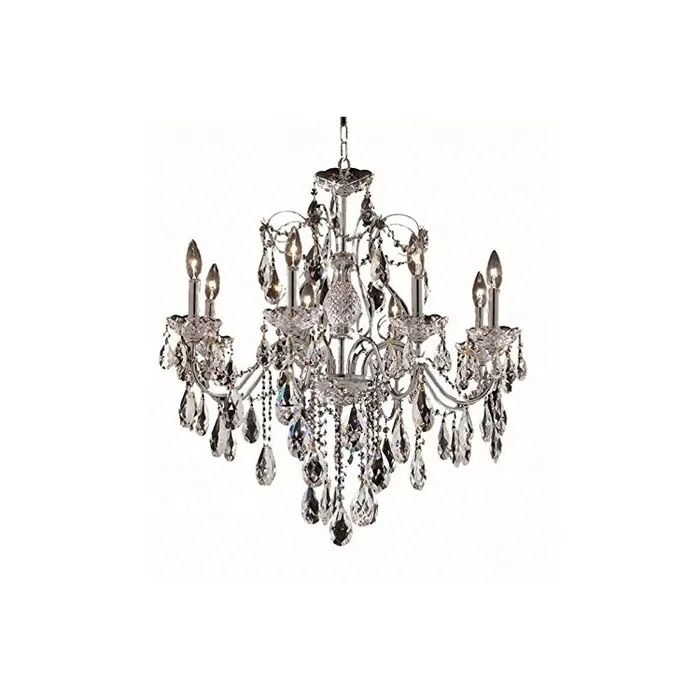Chrome 8 Light Clear Royal Cut Crystal Chandelier