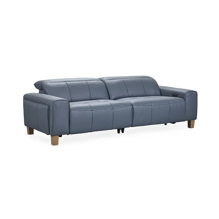 Classic Home – Alea Zero Gravity Power Recliner Upholstered Leather Sofa – Smoke Blue – 2223SF11