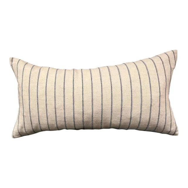 Coastal Farmhouse Chic Natural Stripe Hemp Lumbar Pilllow