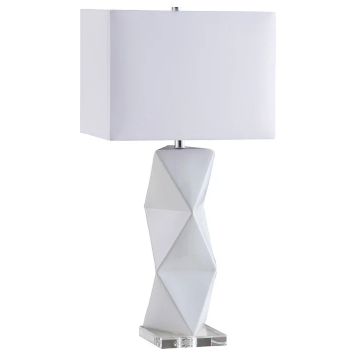 Coaster Camie Geometric Ceramic Base Table Lamp White