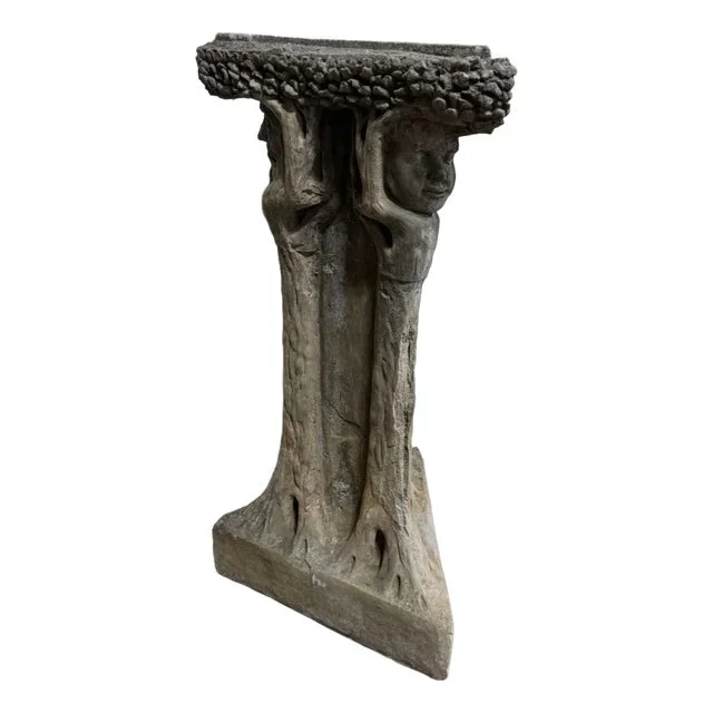 Concrete Faux Bois Sundial Pedestal