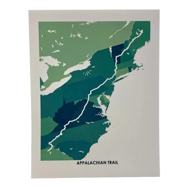 Contemporary Appalachian Trail Map Print