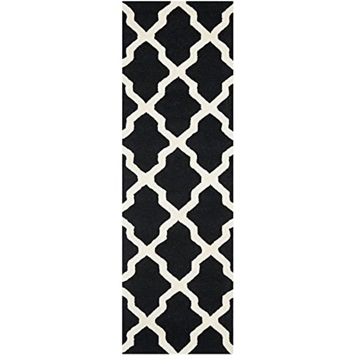 Contemporary Black Ivory Wool Pile Rugs