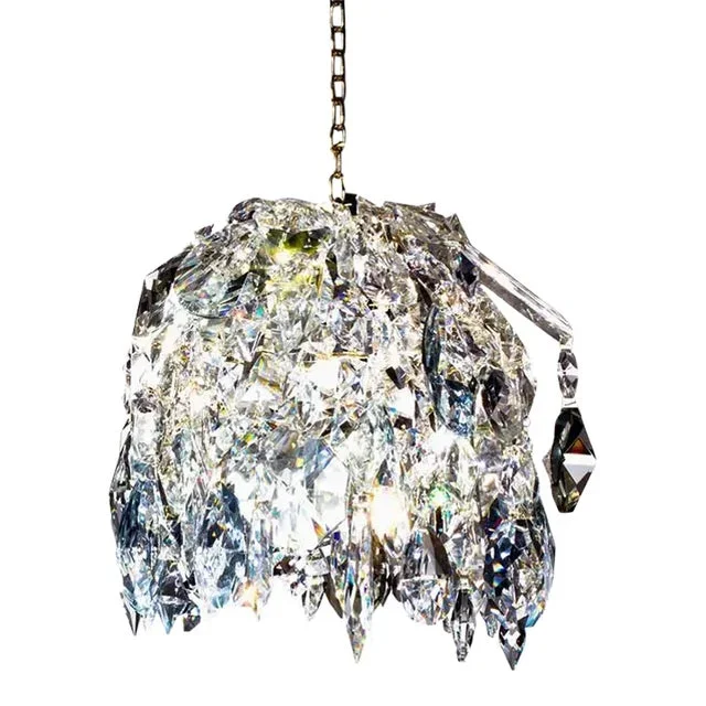 Contemporary Crystal Pendant in Polished Brass