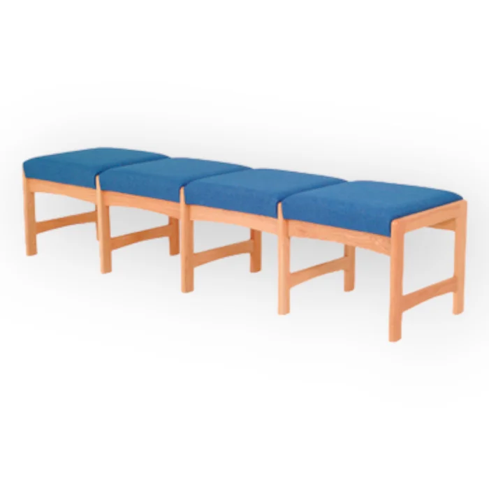 Contemporary Four Seat Bench with Solid Oak Frame and Durable Cushions
