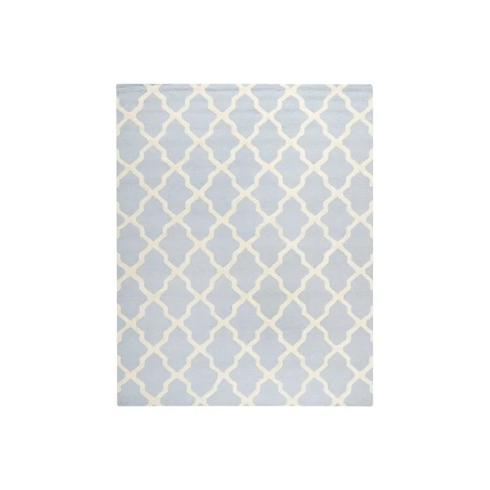 Contemporary Light Blue/Ivory Wool Pile Rug 5×3