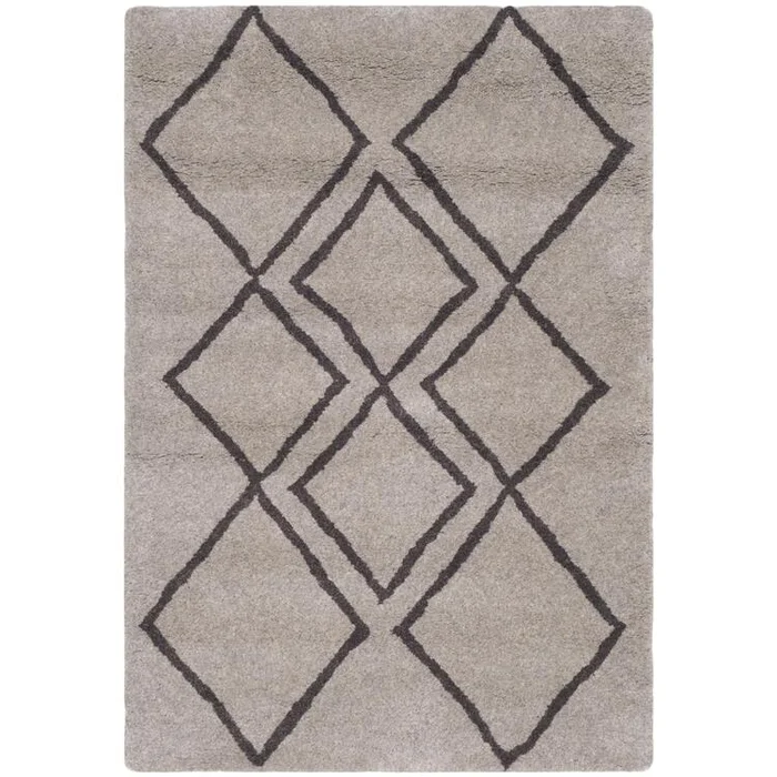 Contemporary Light Grey Dark Grey Wool Viscose Rug