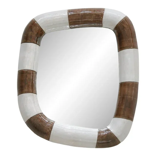 Contemporary Organic Shaped Mirror in Brown Echoe Brown by Marcela Cure