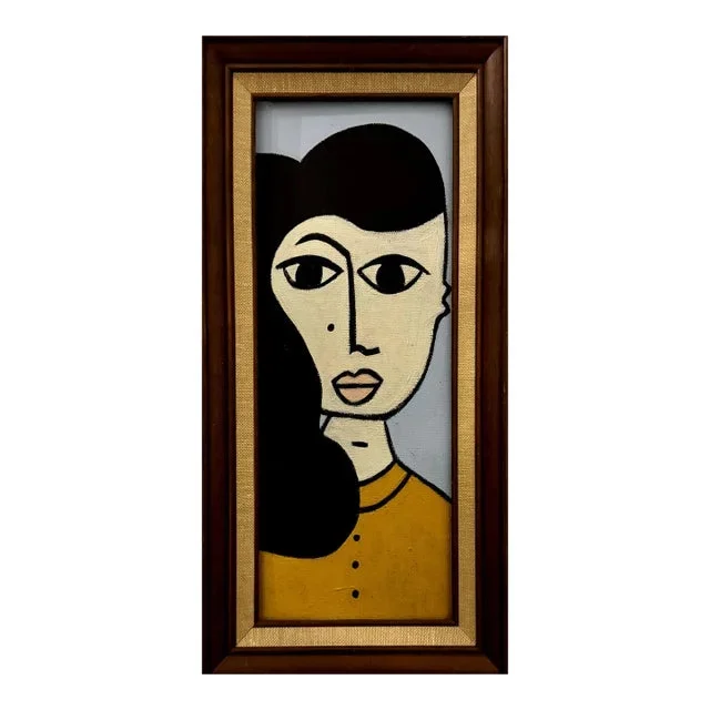 Contemporary Original Abstract Framed Portrait Painting