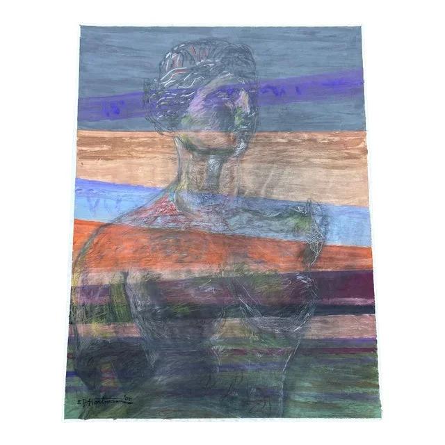 Contemporary Original Ej Hartmann Abstract Expressionist Portrait Painting/ Drawing