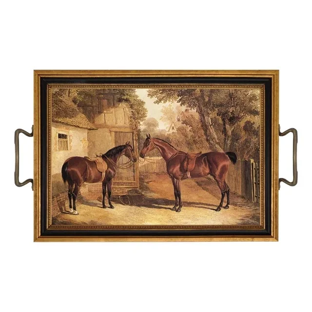 Contemporary Saddled Horses Tray