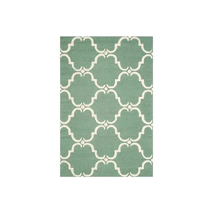 Contemporary Teal/Ivory Wool Pile Rugs 8×5