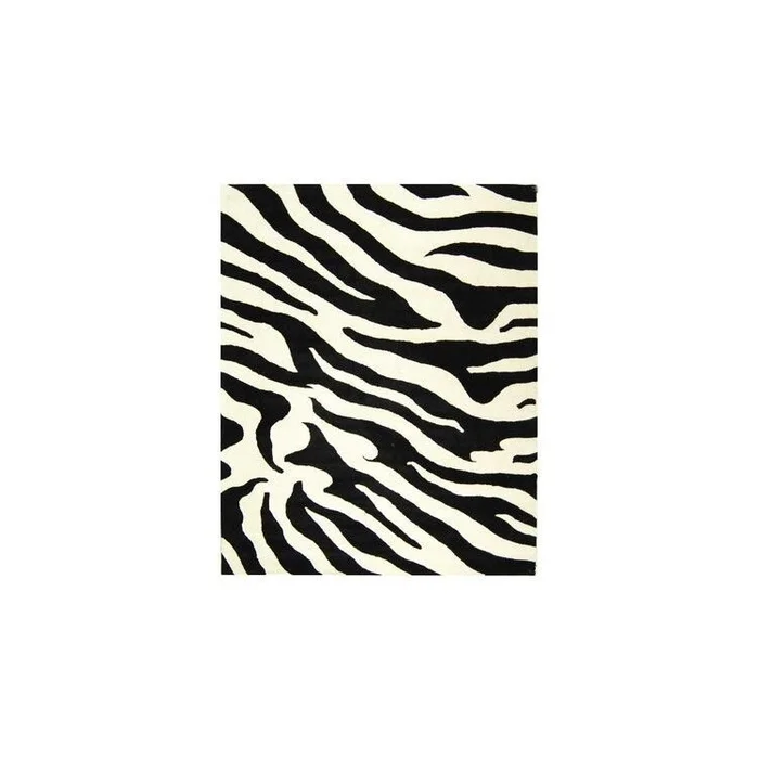 Contemporary White/Black Wool Pile Large Rectangle Rug 11’L x 8’3W