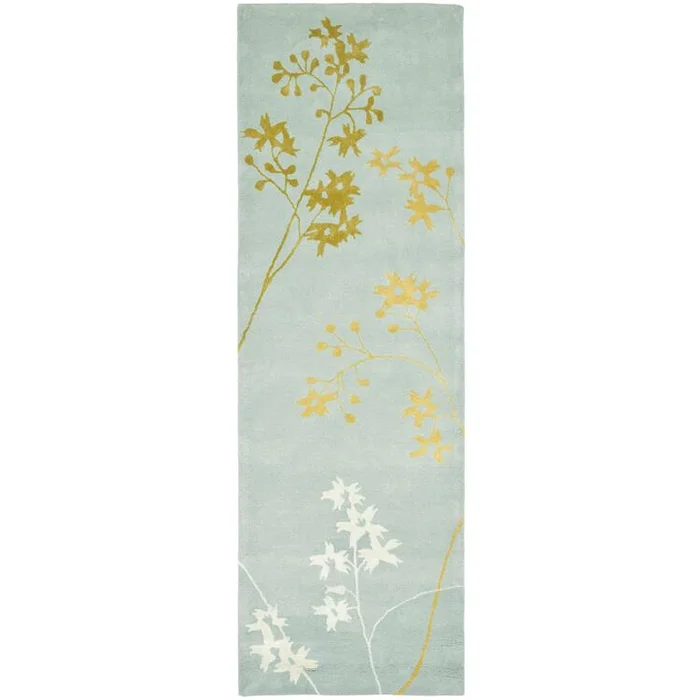 Contemporary Wool/Viscose Square Rug – Light Blue/Multi 8×8 – Safavieh