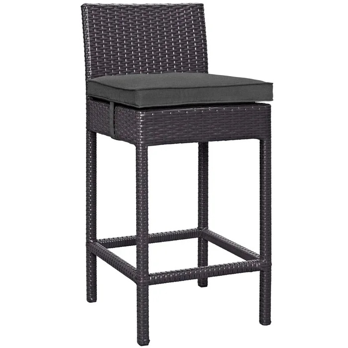 Convene Outdoor Patio Fabric Bar Stool in Espresso Charcoal