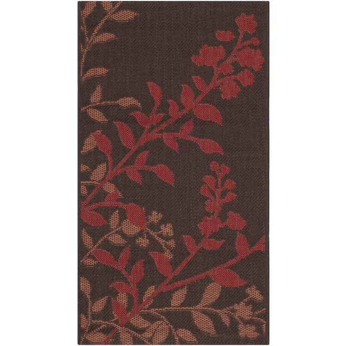 Courtyard Chocolate/Red Large Rectangle Rug