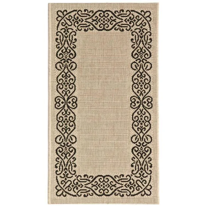 Courtyard Sand/Black Square Rug