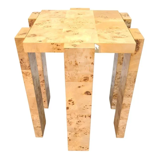 Crate & Barrel Leon Burl Wood Side Table