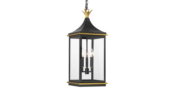 Crystorama Lighting Group Simpson 3 Light 10″ Wide Outdoor Taper Candle Mini Pendant with Clear Glass Shade