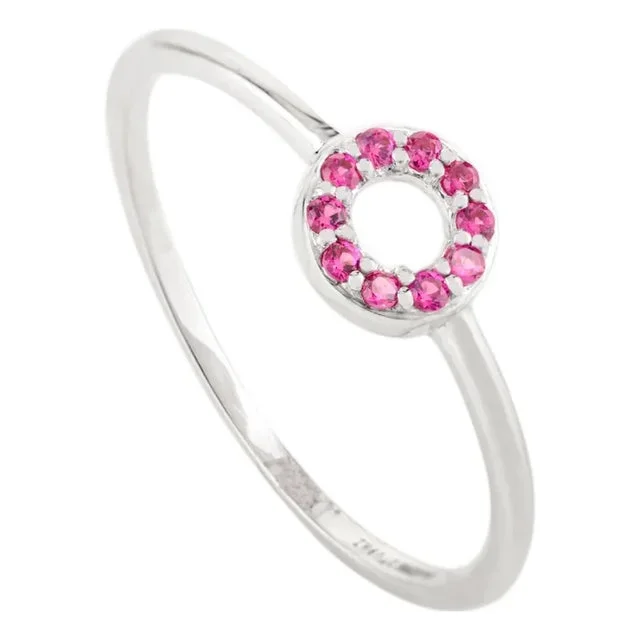 Dainty Motif Circle Ring Size 6 With Ruby Birthstone