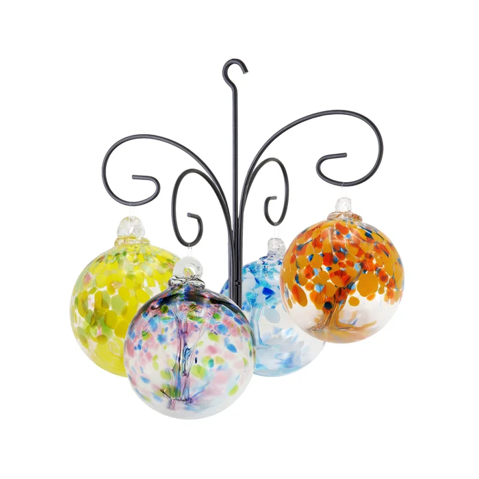 Dale Tiffany AC23190-D6 Rainbow Tree of Life Hand Blown Art Glass Ornament Witch Globe Gazing Ball, Blossom, Aqua, Aura and Hope, 6″ Diameter with Hanger