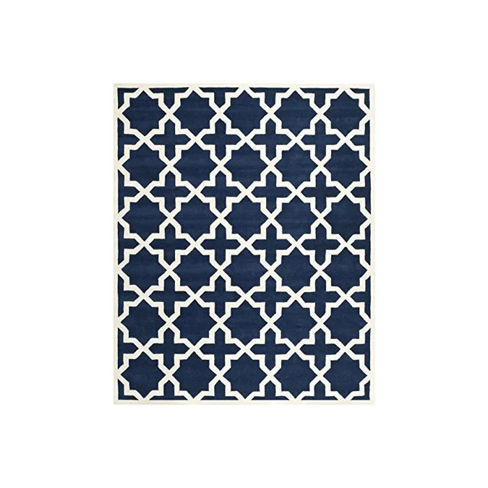 Dark Blue/Ivory Transitional Wool Area Rugs 14×10