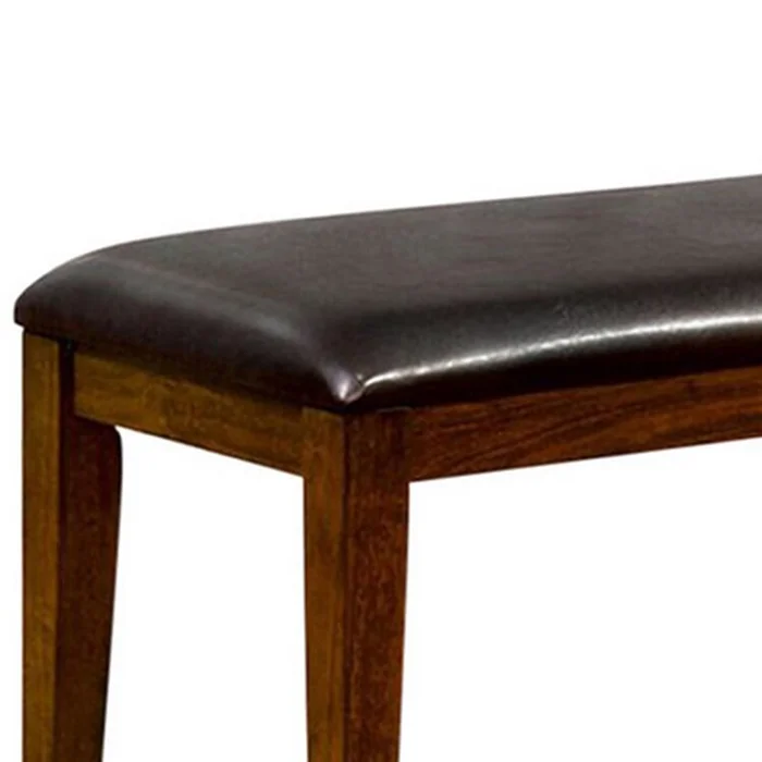 Dark Cherry Finish Bench for Dining Room with Solid Wood Legs