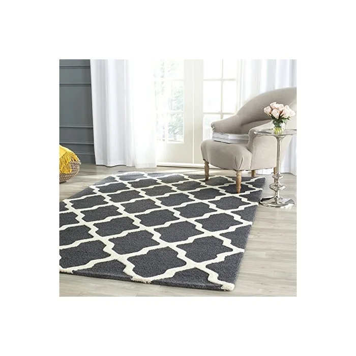 Dark Grey & Ivory Contemporary Large Rectangle Rug