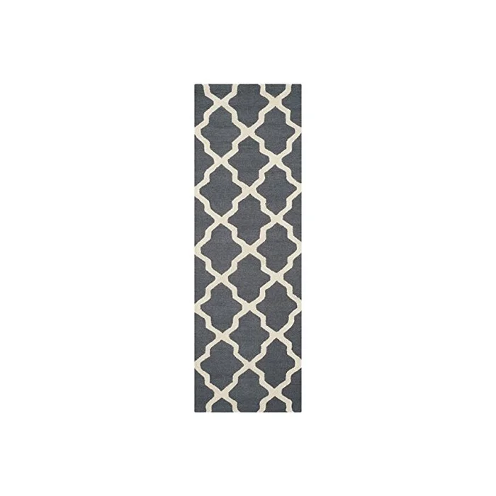 Dark Grey Ivory Contemporary AShape Rug Runner