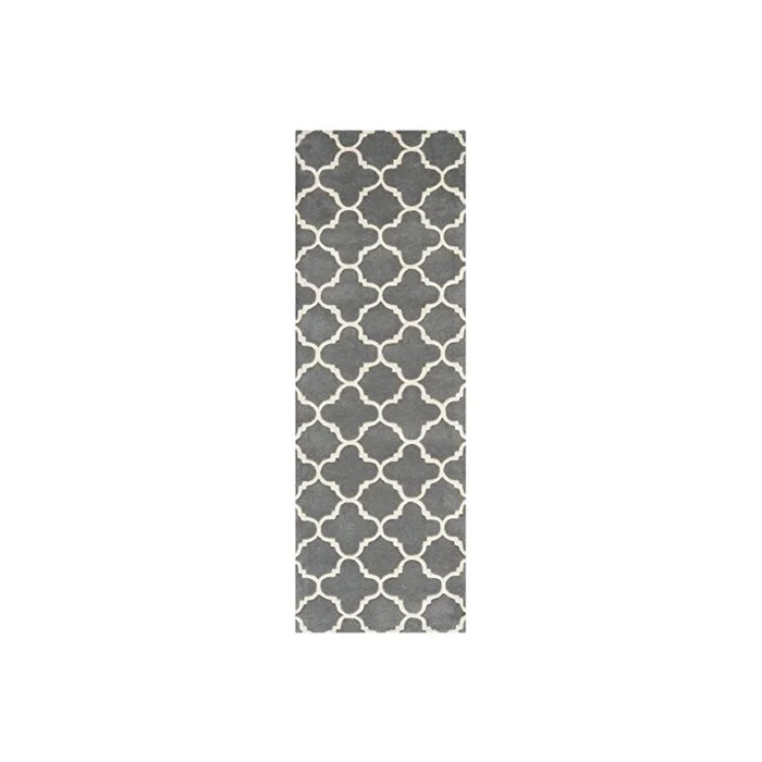 Dark Grey/Ivory Transitional Wool Pile Area Rug 5×7