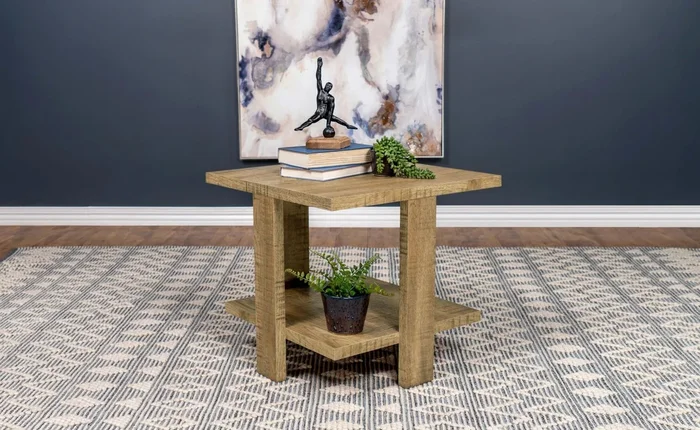 Dawn Mango Square Engineered Wood End Table With Shelf