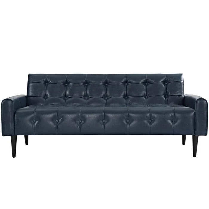 Delve Upholstered Vinyl Sofa in Blue