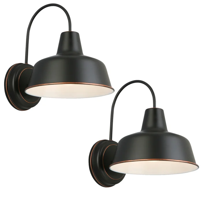 Design House Mason Barn Light Indoor/Outdoor Wall Mount Modern Industrial Farm Wall Light Set for Patio, Garage, Bathroom, Office, Kitchen, 8 inch, Oil Rubbed Bronze, 2-Pack, 519504