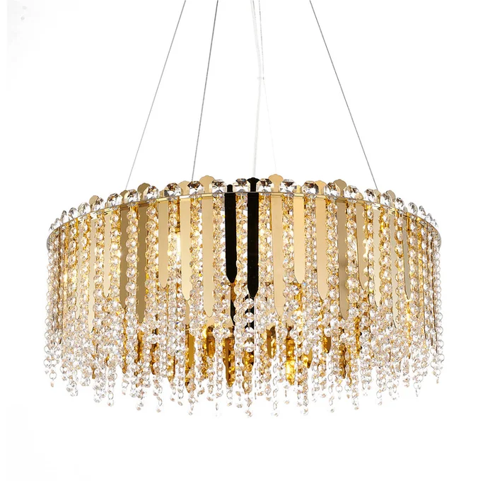Design Living 12-Light 24-In Gold Stianless Steel Chandelier With Clear Crystals