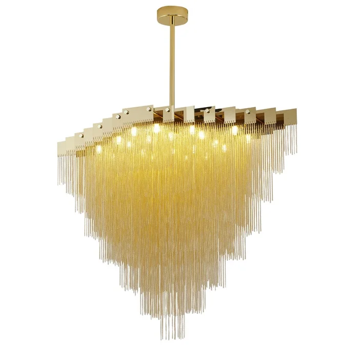 Design Living 20-Light Gold Stainless Steel Chandelier With Hanging Aluminum Chains
