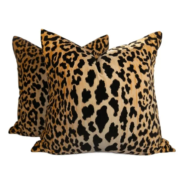 Designer Velvet Leopard Pillow Covers, a Pair